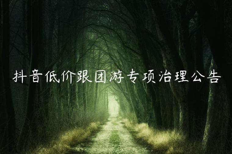 抖音低價跟團游專項治理公告